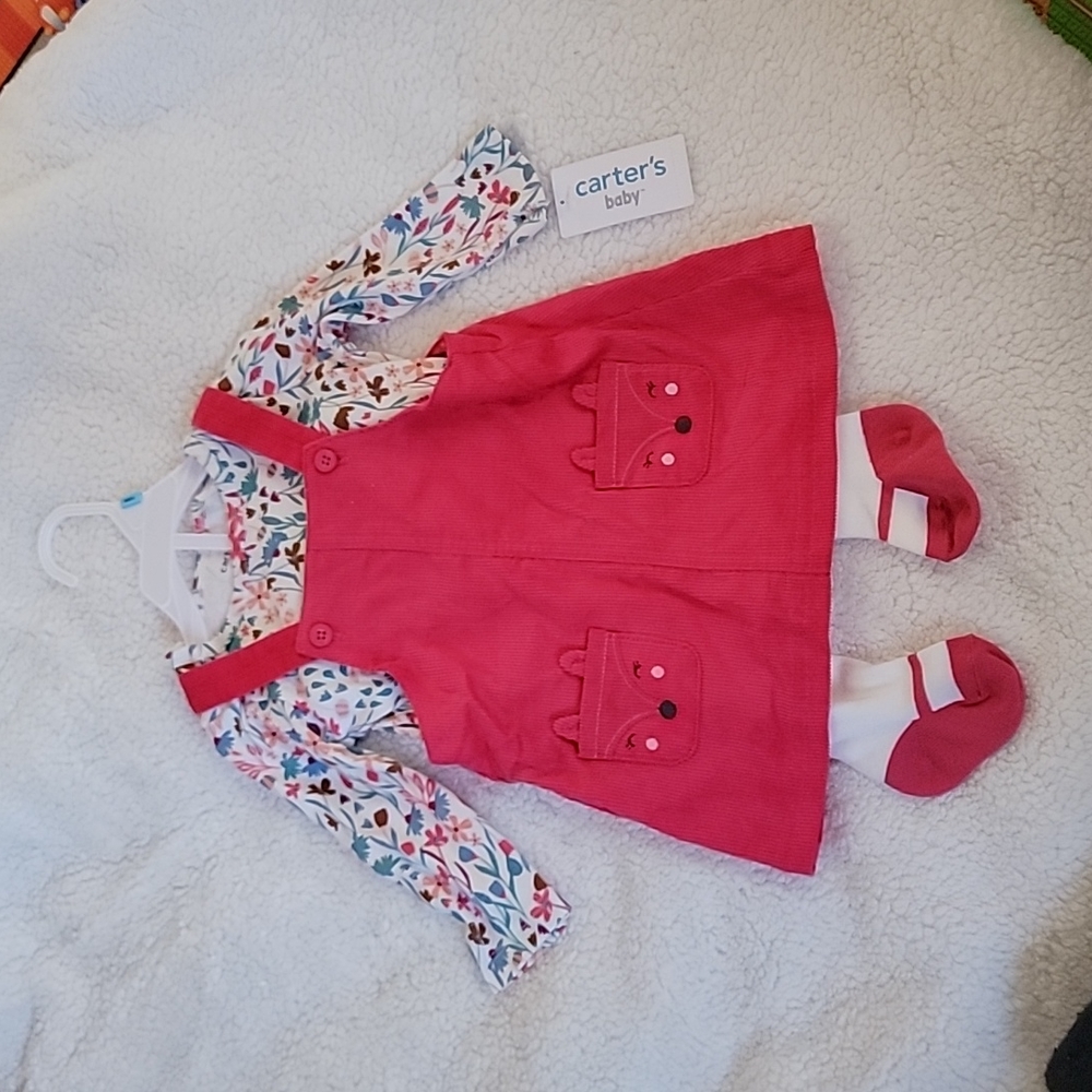 Carter's 3 piece Corduroy Dress with Tights 6m